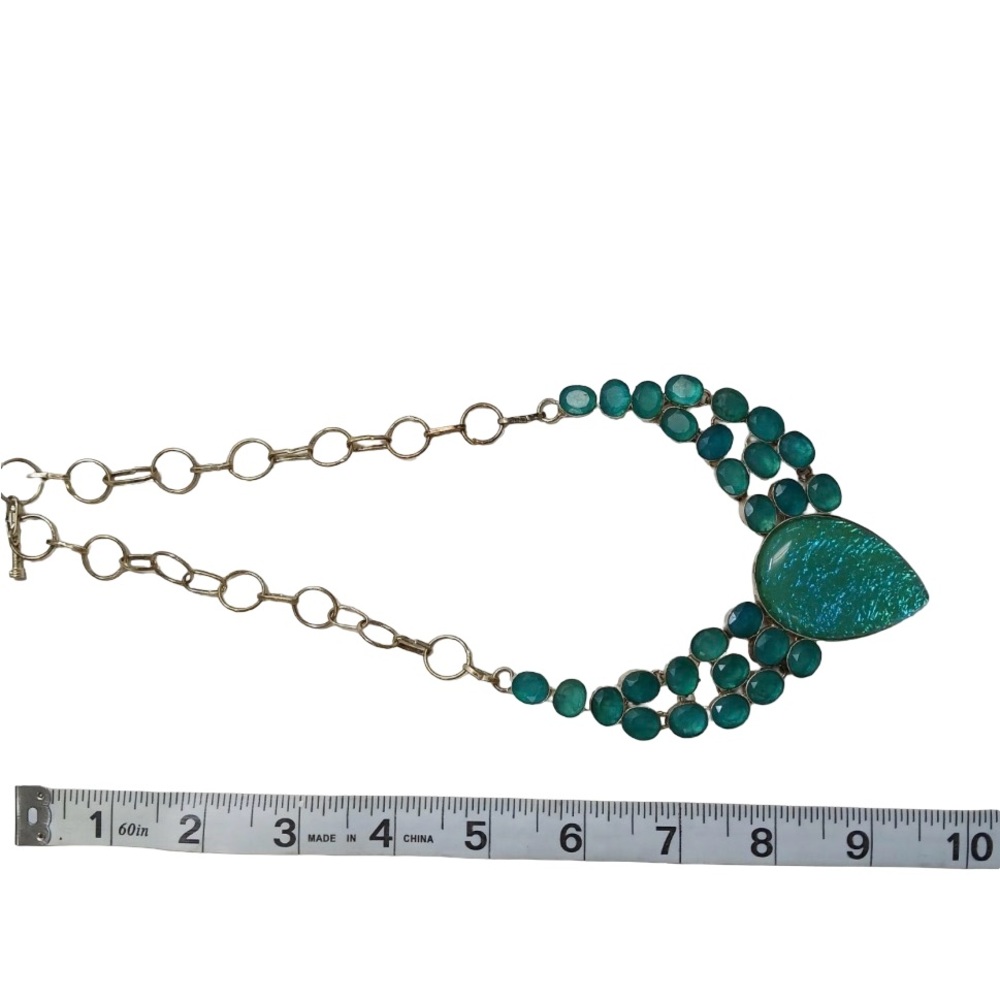 Blue Gemstone Statement Necklace - image 2